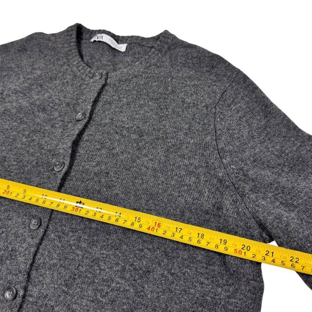 Zara 100% Wool Cardigan SZ XL Dark Gray Button Front Stsple Capsule Wardrobe - Picture 9 of 15